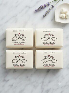 Beekman 1802 Hello Goatie Goat Milk Soap Bar (Set of 4) Brand New